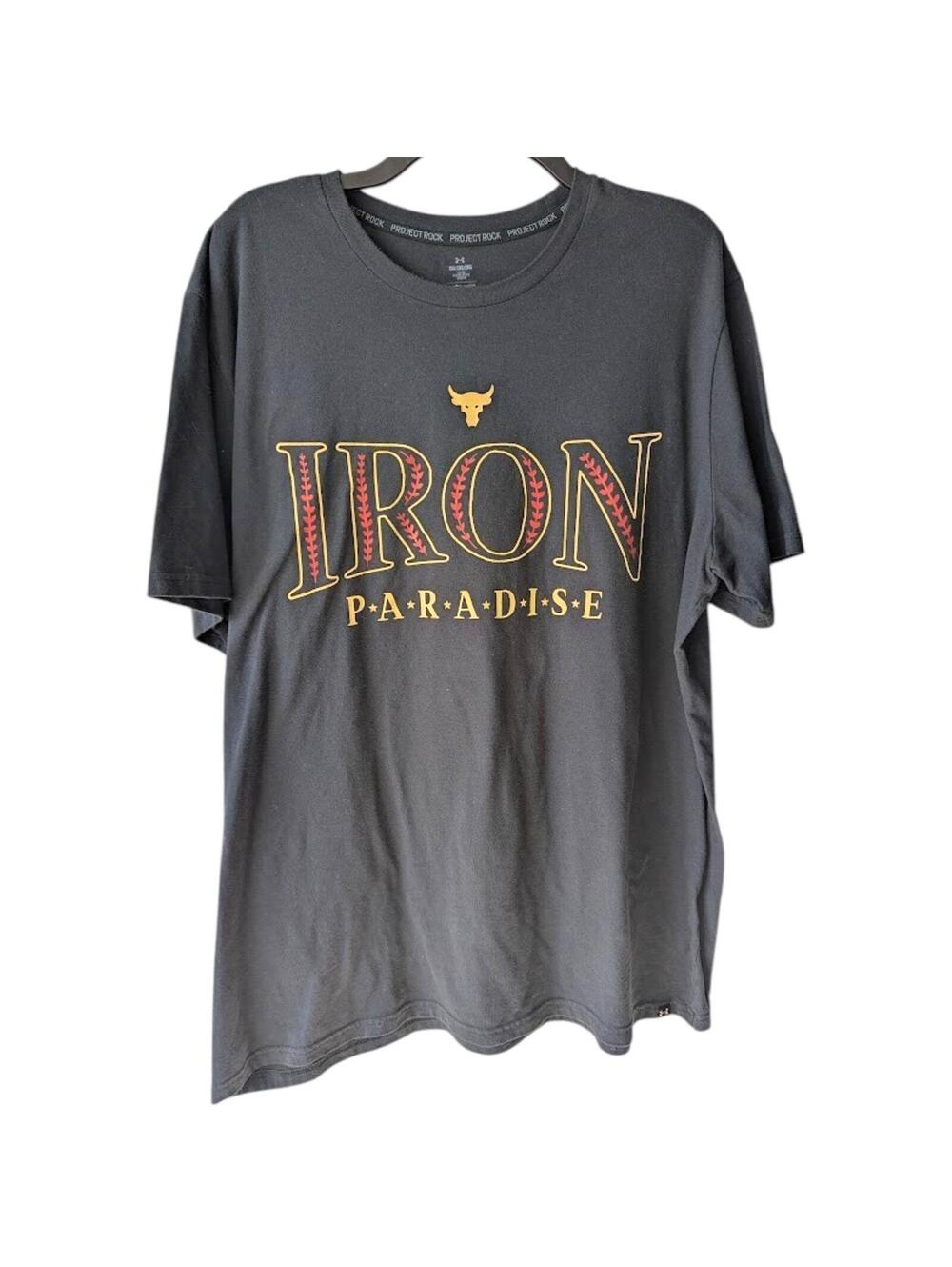 Project Rock Under Armour Loose Fit Shirt 2XL Iron Paradise Dark Gray Gym Tee